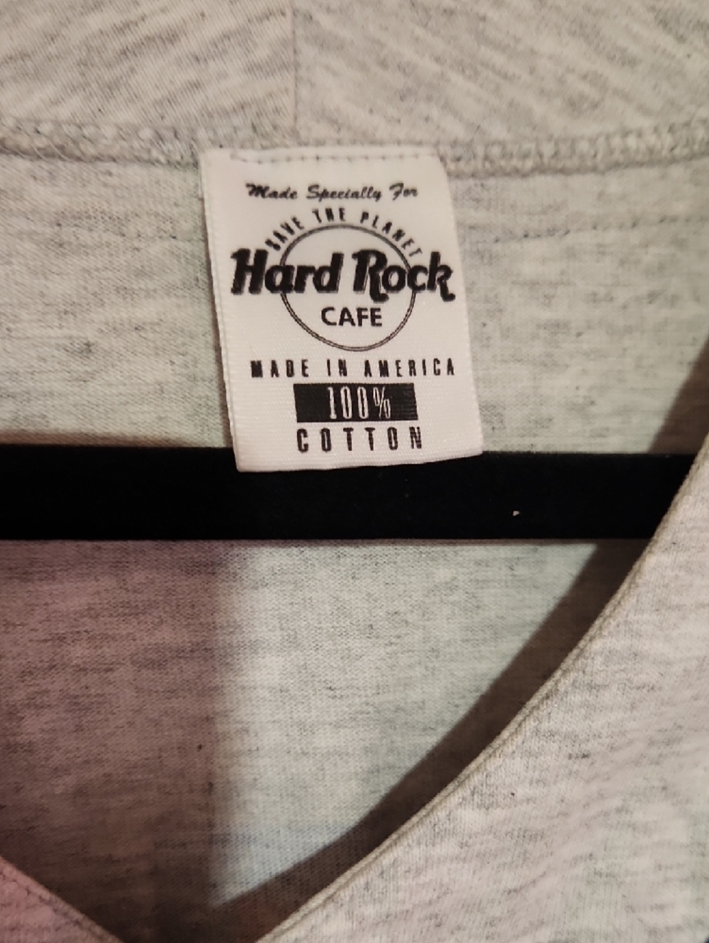 Mens Jersey Hard Rock Cafe Gray Jersey with Navy & Red Trim - Picture 2 of 3